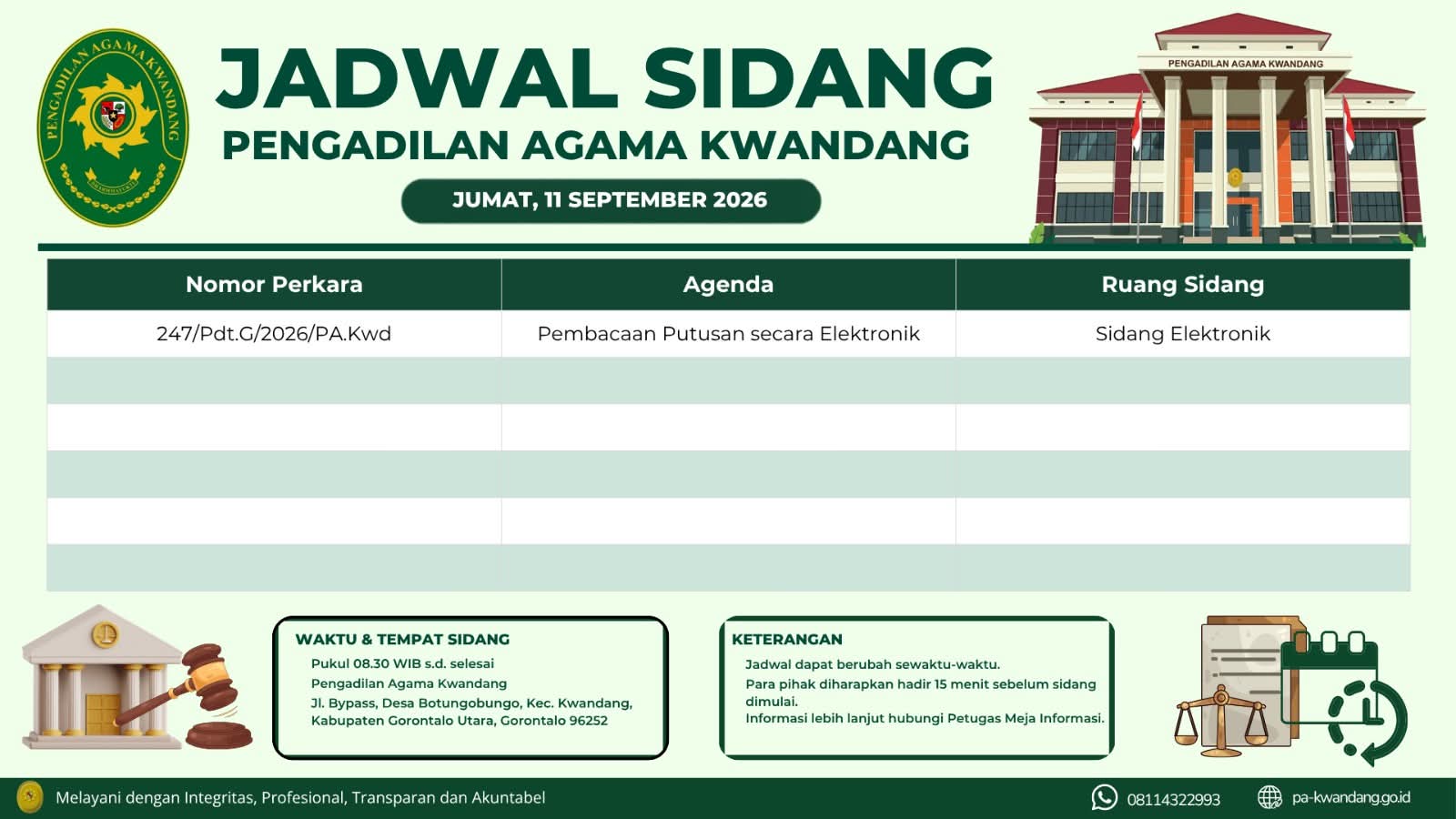 1. jadwal sidang elektronik